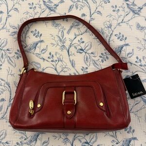 Liz Claiborne Burgundy red Shoulder Bag gold hardware